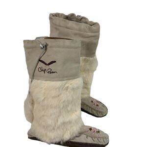 CHIP & PEPPER WOMEN'S MUKLUKS RABBIT FUR MOCCASIN BOOTS SIZE 8M